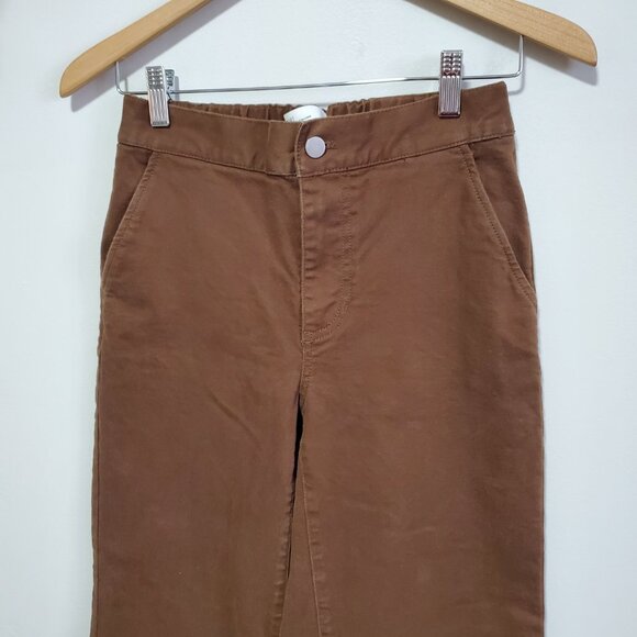 OAK + FORT Cropped Length Twill Wide Leg Pants Culottes Brown Womens Small x 25" - Picture 5 of 14
